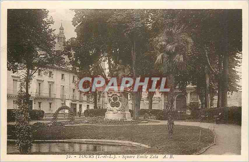 CPA Tours I et L Square Emile Zola 