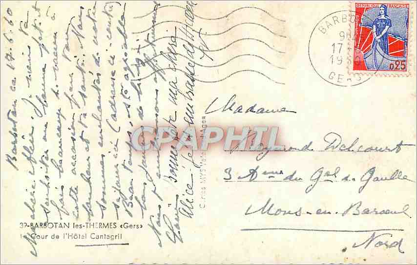 Villa à Barbentan — Cour de l'Hôtel Cantagril — éditeur 32-BARBOTAN les-THERMES «Gers» — Rückseite
