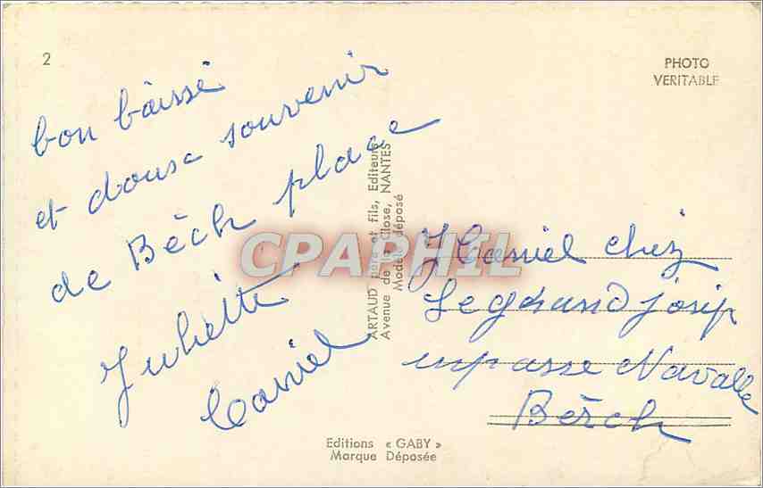 Berck-Plage — Vue panoramique avec phare, plage et nouvelles immeubles — Éditeur Artaud fils, Nantes — Rückseite