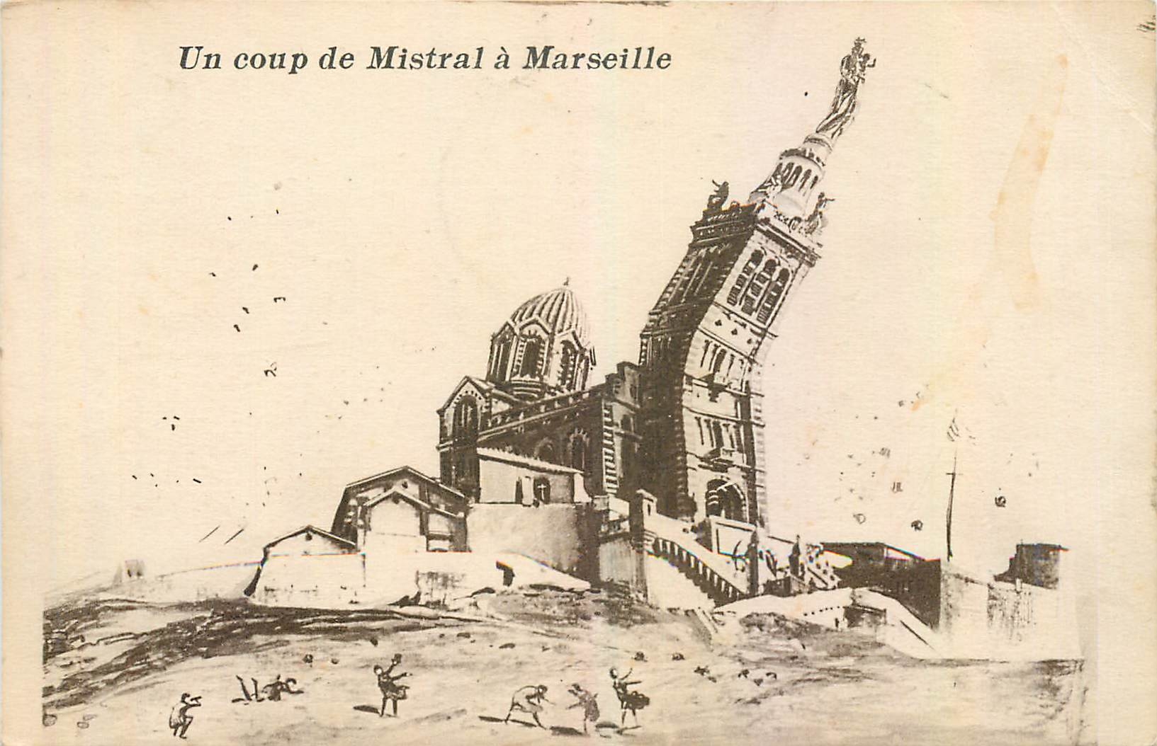 CPA Un coup de Mistral a Marseille 