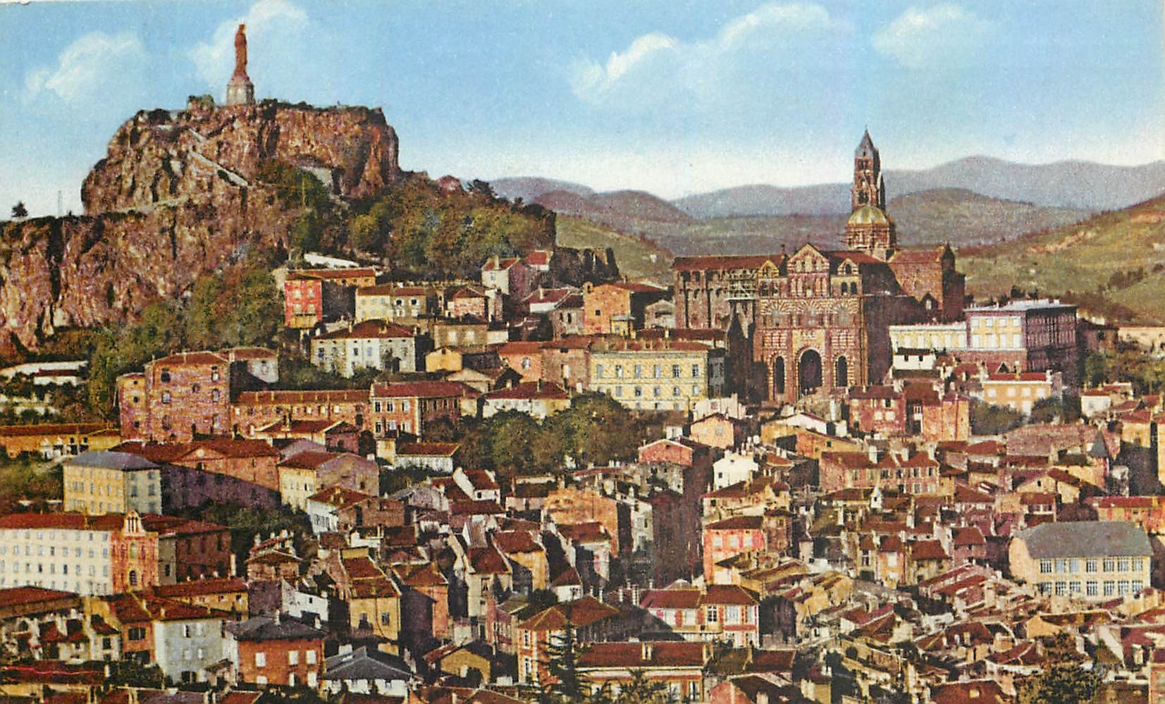 Le Puy-en-Velay — Vue générale sur la Cathédrale et le Rocher de la Vierge — C° des Arts Photomécanique, n° 120