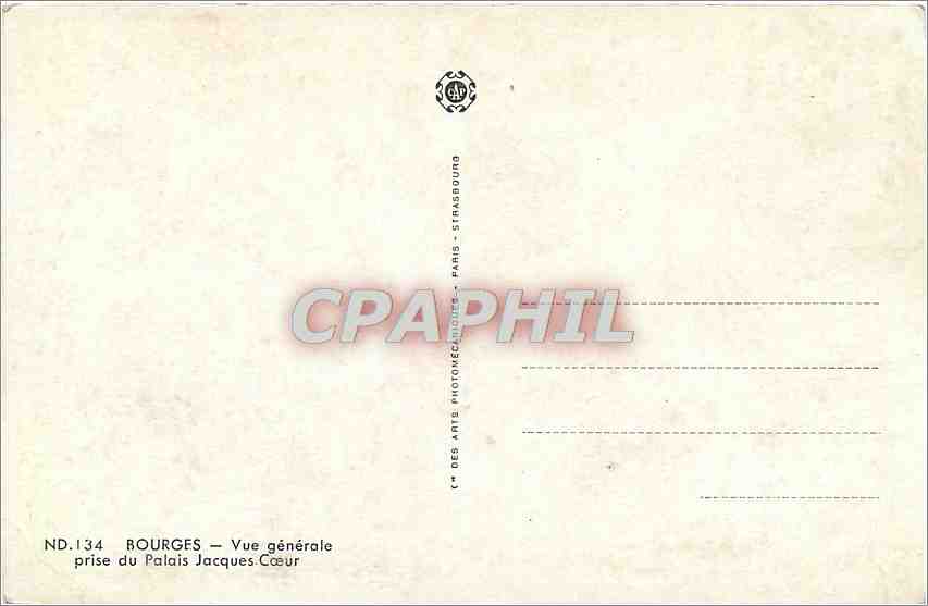 CPA Bourges Vue generale prise du Palais Jacques Coeur  — Rückseite
