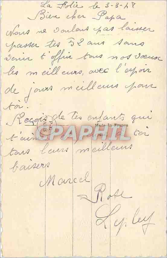 CPA Heureux Anniversaire  — Verso