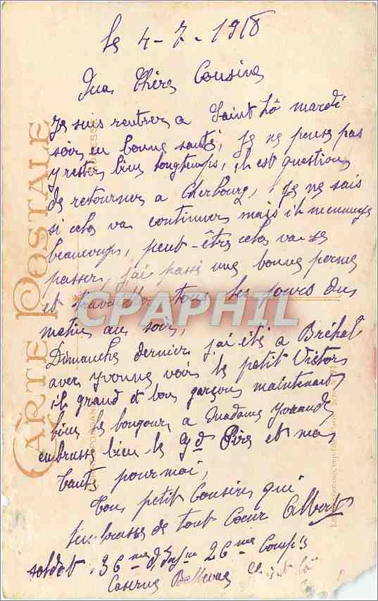 CPA A present j'ai pus qu'le drouet d'caresse e'ty la Griff — Rückseite