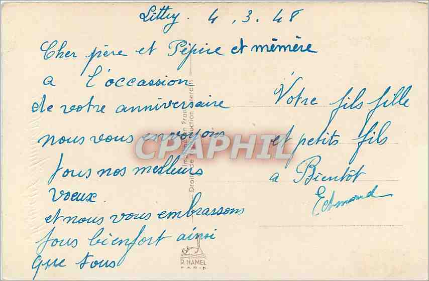 CPA Heureux Anniversaire Fleurs Fer a cheval — Back