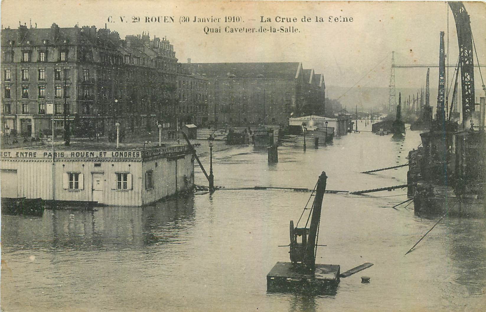 CPA Rouen La Crue de la Seine Quai Cavetier de la Salle