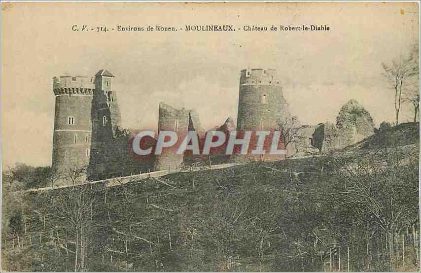 CPA Environs de Rouen Moulineaux Chateau de Robert le Diable 