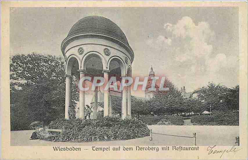 CPA Wiesbaden Tempel auf dem Nerobeg mit Restaurant 