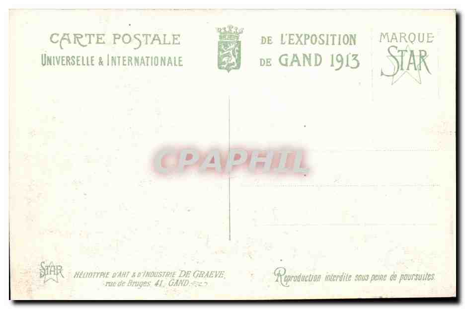 Exposition Universelle de Gand - 1913 — L'Annexe de la Section Française — éditeur STAR — Rückseite