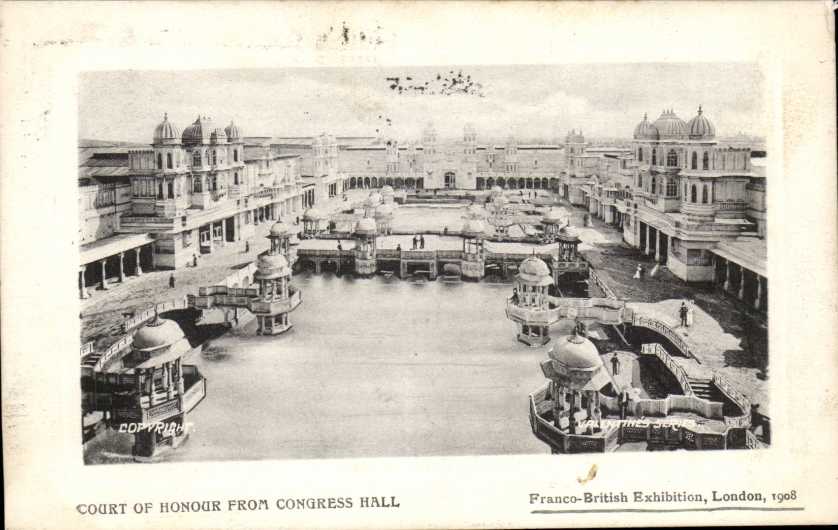 Court of Honour from Congress Hall — Franco-British Exhibition, London, 1908 — Valentines Series