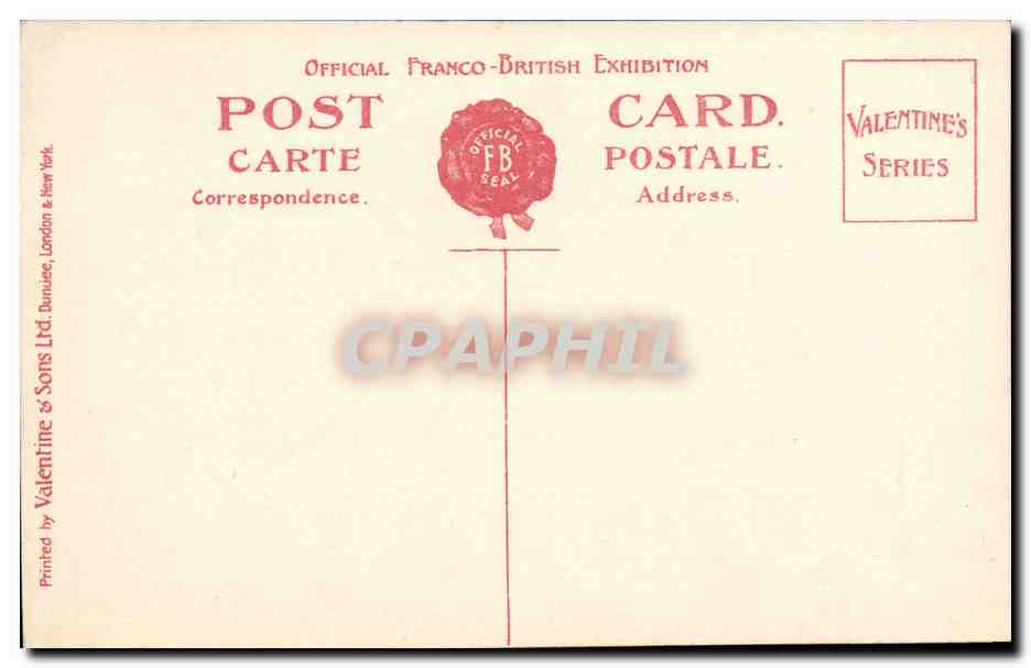 Exposition Franco-Britannique — Elite Gardens, Londres, 1908 — Valentine's Series — Verso
