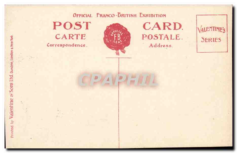 Royal Pavillon, Franco-British Exhibition, London — 1908 — Valentine's Sons Ltd, Valentine's Series — Verso
