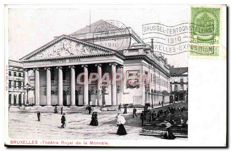 Exposition Universelle Bruxelles-Brussels-Belgique-Belgium- 1910-Hand Stamp- Theatre Royal de la Monnaie -CPA
