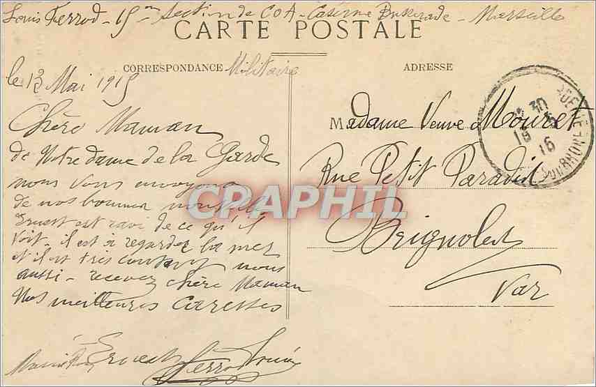 CPA Marseille ND de la Garde Porche de la Basilique  — Rückseite
