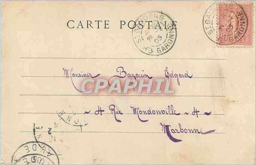 L'Aubépine — Sujet : femme en robe drapée — H. Manuel, Paris — Verso