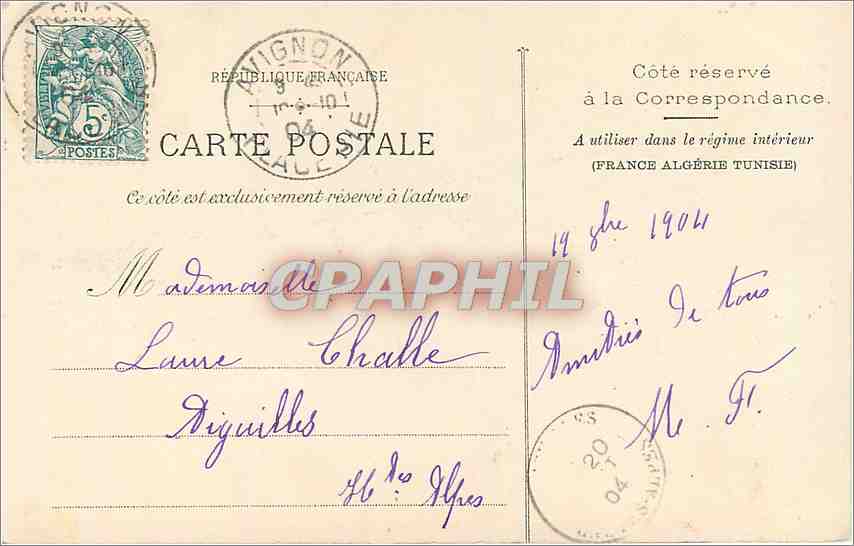 CPA Avignon Clocher de Jacquemart l'Hotel de Ville  — Rückseite