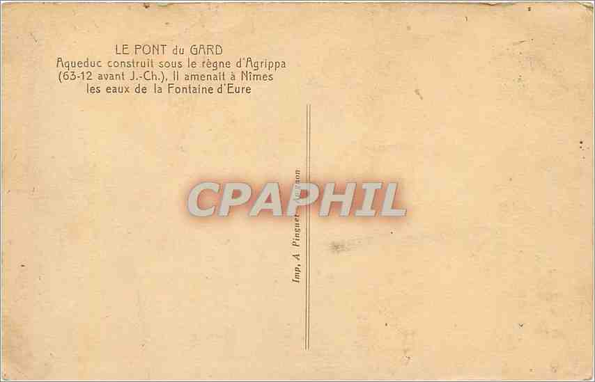 CPA Le Pont du Gard Aqueduc construit sous le regne d'Agrippa  — Rückseite
