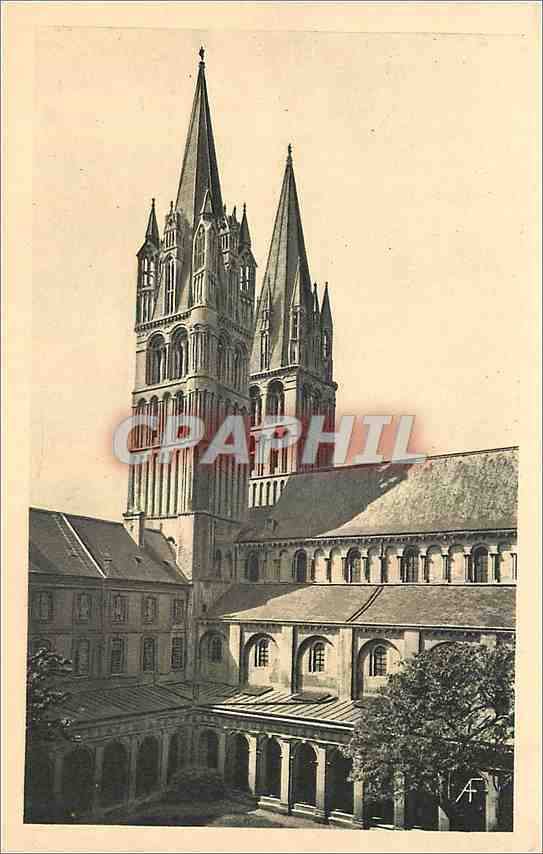 CPA Caen Lycee Malherbe ancienne Abbaye aux Hommes Cour du Cloitre et Tours de St Etienne 