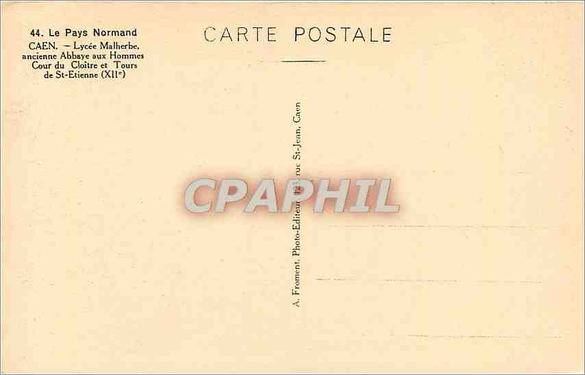 CPA Caen Lycee Malherbe ancienne Abbaye aux Hommes Cour du Cloitre et Tours de St Etienne  — Verso