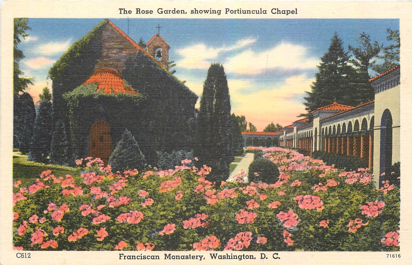 CPA The Rose Garden showing Portiuncula Chapel Washington DC 