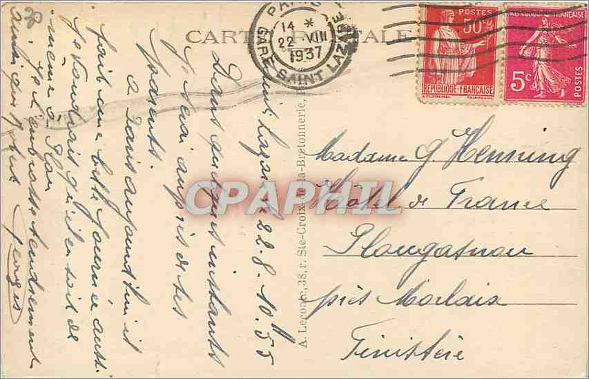 CPA Paris Rue Royale  — Rückseite