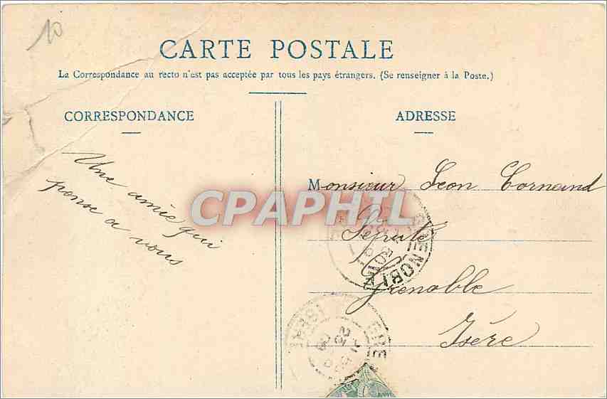 Vallee de Molines — Une demoiselle coiffée — V. Fournier, Grés — Rückseite
