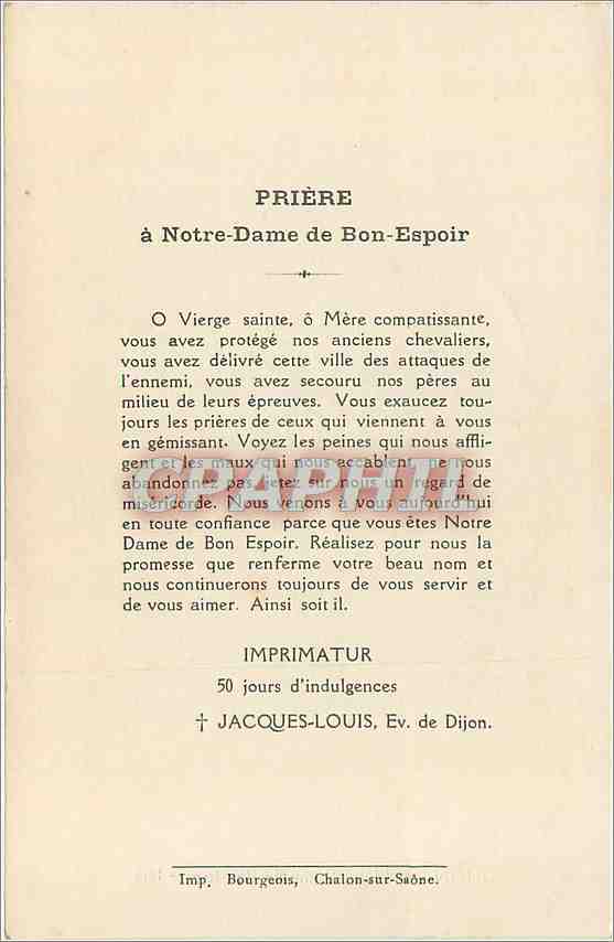CPA Dijon Notre Dame de Bon Espoir  — Rückseite