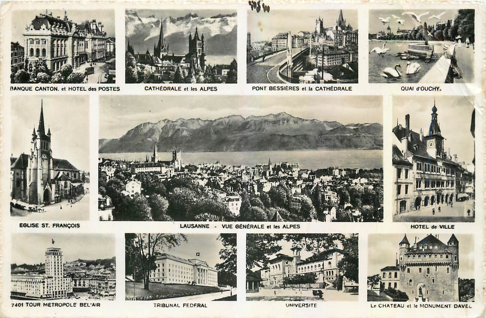 CPM Lausanne Vue generale et les Alpes 