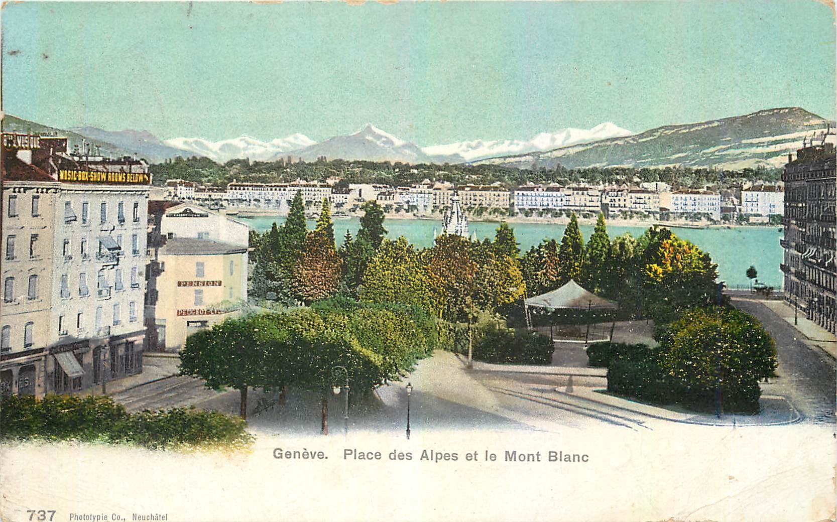 CPA Geneve Place des Alpes et le Mont Blanc 