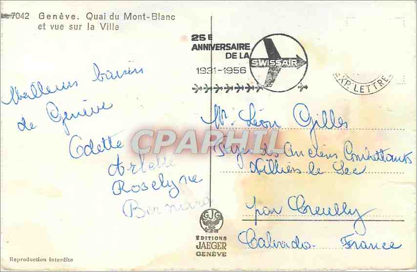 CPM Geneve Quai du Mont Blanc et vue sur la Ville Bateau — Verso