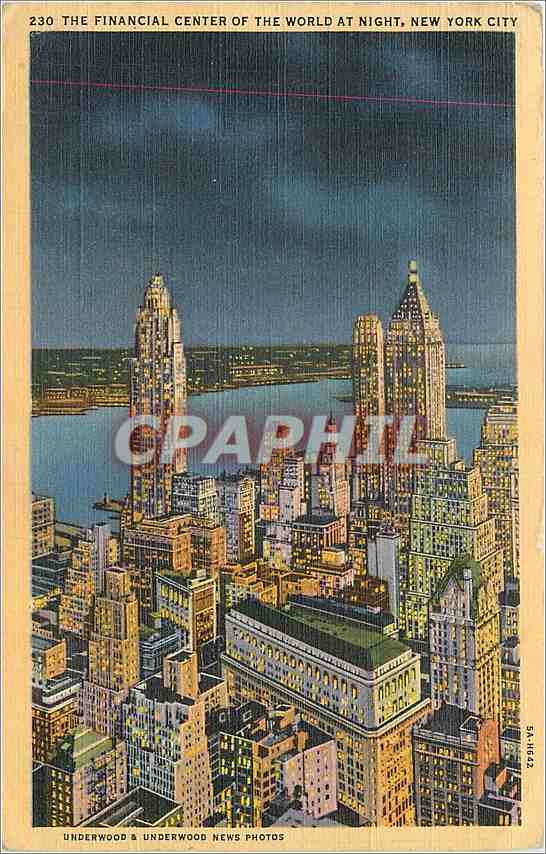 CPM The Financial Center of the World at Night New York City 