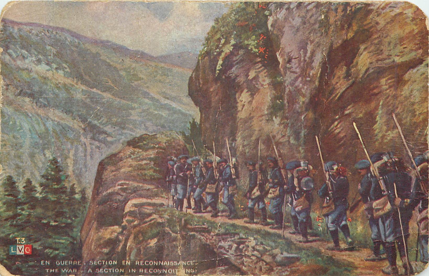 CPA En Guerre section en reconnaissance Militaria