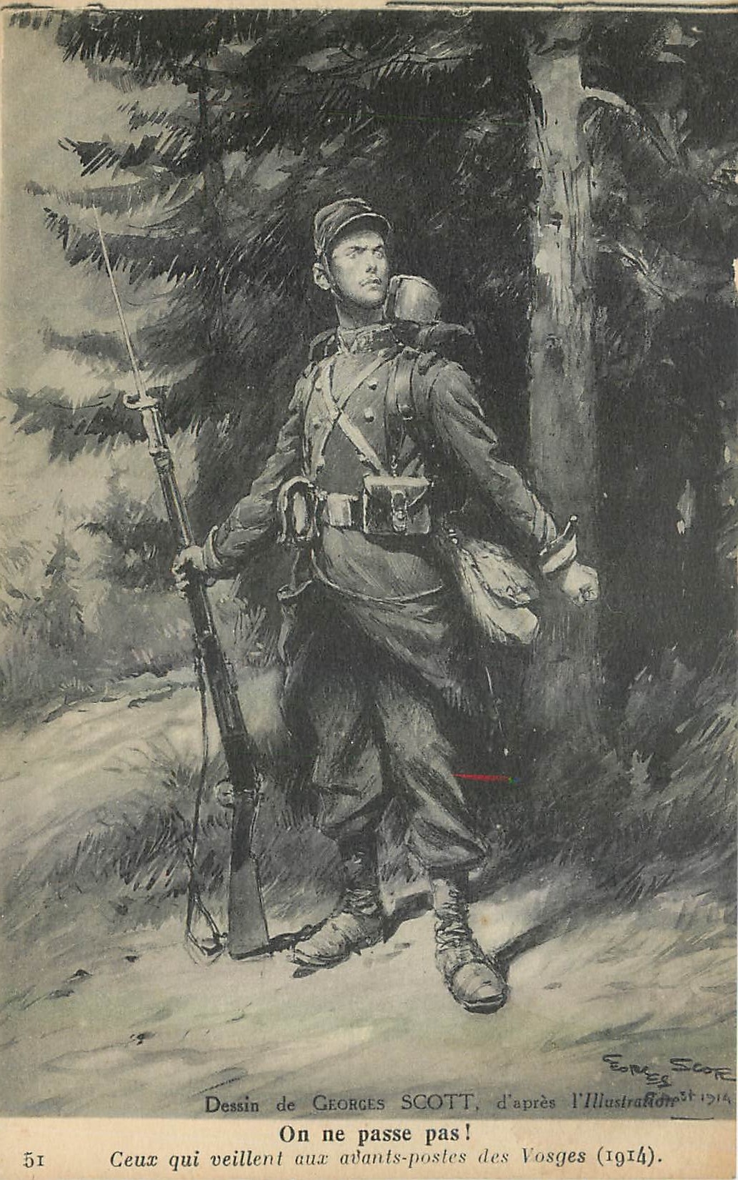 CPA On ne passe pas Vosges Scott Militaria