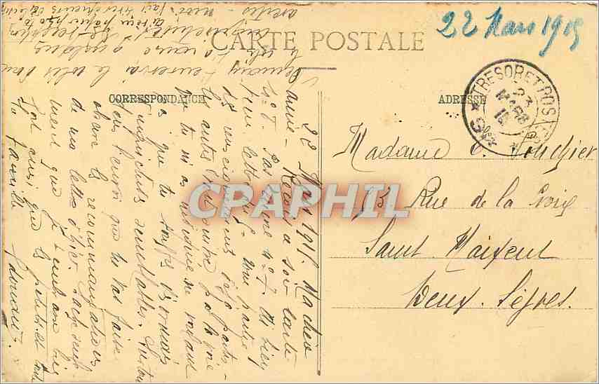 CPA Crevic en Ruines Guerre de 1914 Propriete du General Liautey Militaria — Rückseite