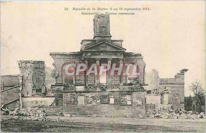 CPA Bataille de la Marne Sommeille Maison commune Militaria