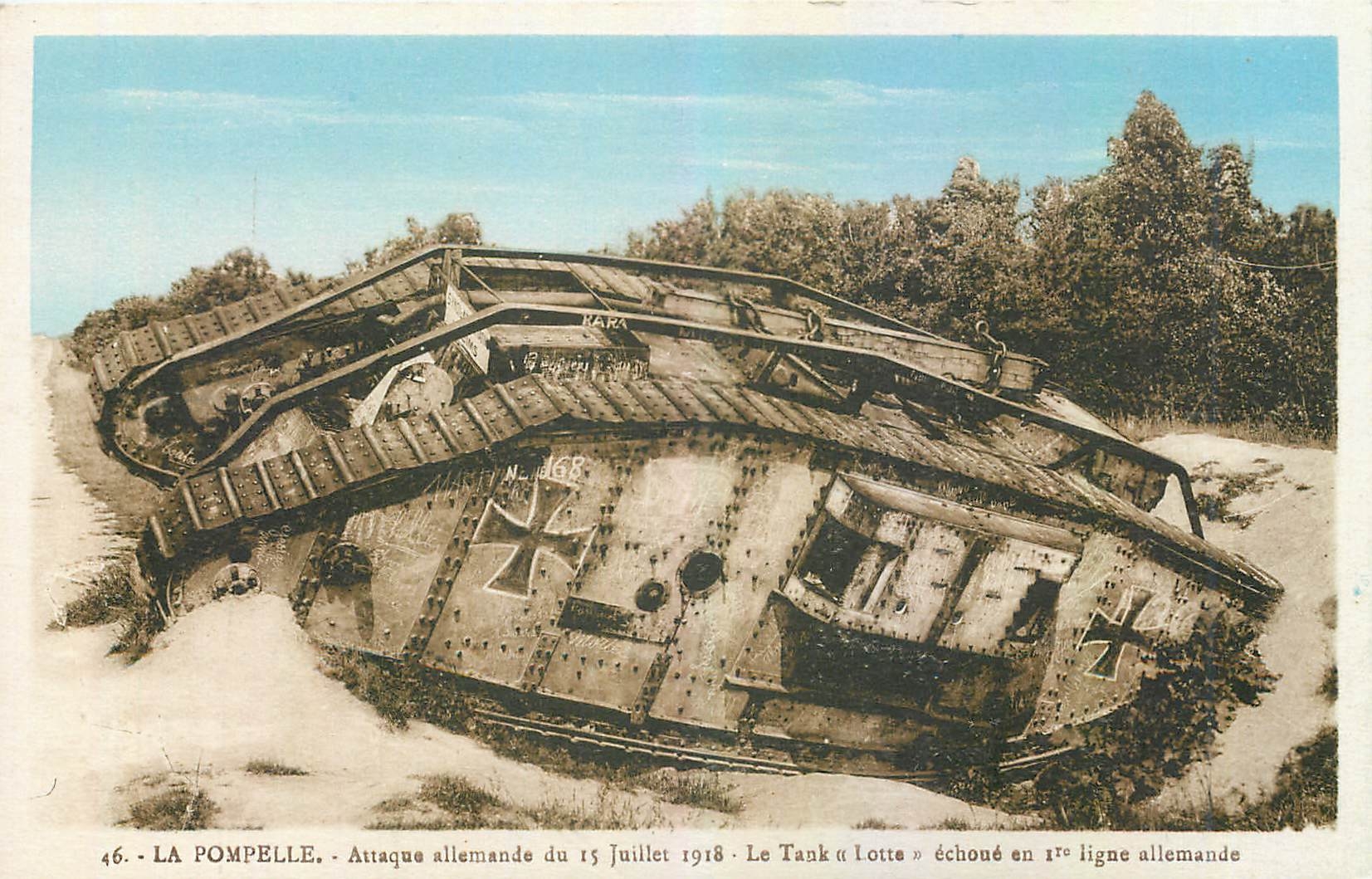 CPA La Pompelle Attaque allemande Tank Lotta Militaria