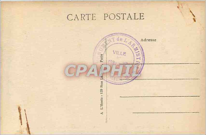 CPA Foret de Compiegne Monument de l'Armistice Militaria — Rückseite