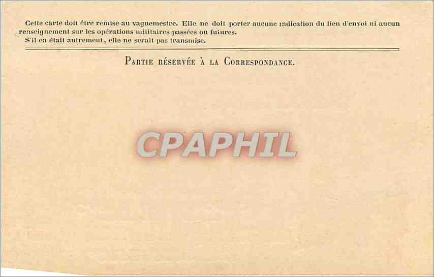 Carte de Franchise Militaire Correspondence Des Armees de la Republique  — Rückseite