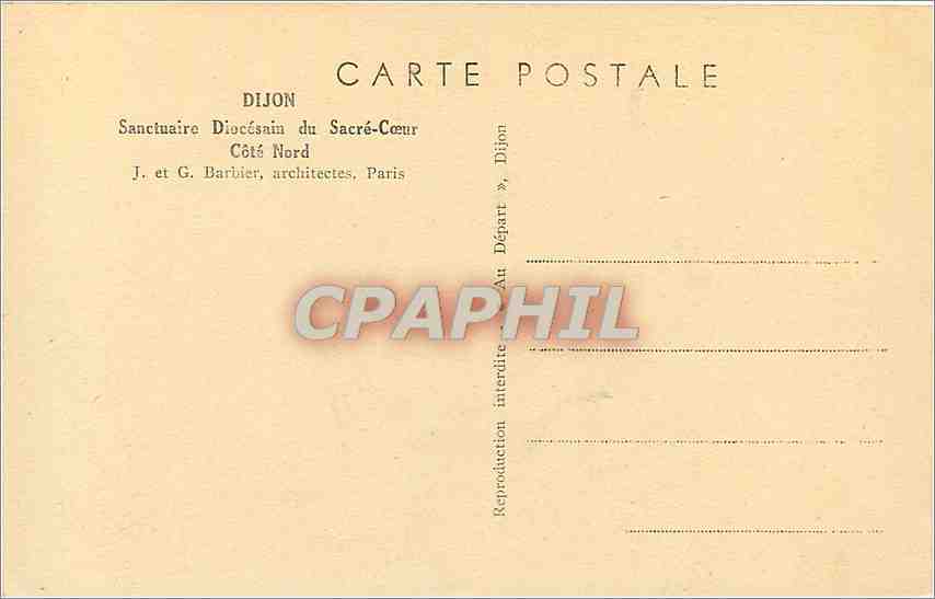 CPA Dijon Sanctuaire Diocesain du Sacre Coeur Cote Nord  — Rückseite