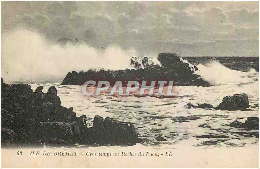 CPA Ile de Brehat Gros temps au Rocher du Paon 
