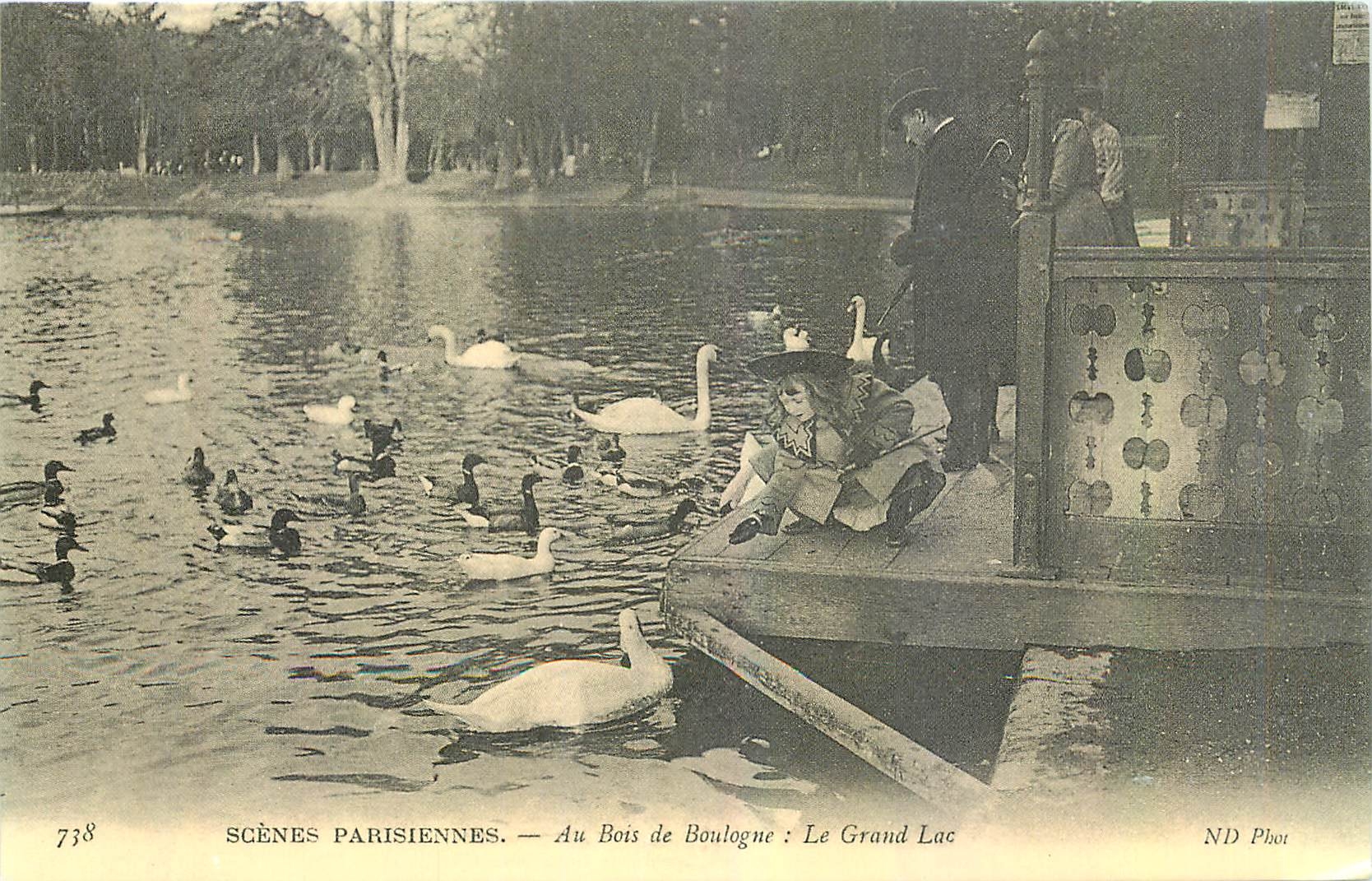 REPRO Scenes Parisiennes Au Bois de BOulogne Le Grand Lac Cygnes