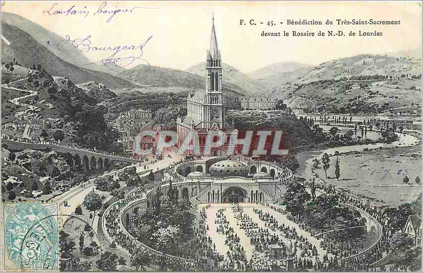 CPA Benediction du Tres Saint Sacrement devant le Rosaire de ND de Lourdes 