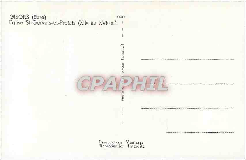 CPM Gisors Eure Eglise St Gervais et Protais  — Rückseite