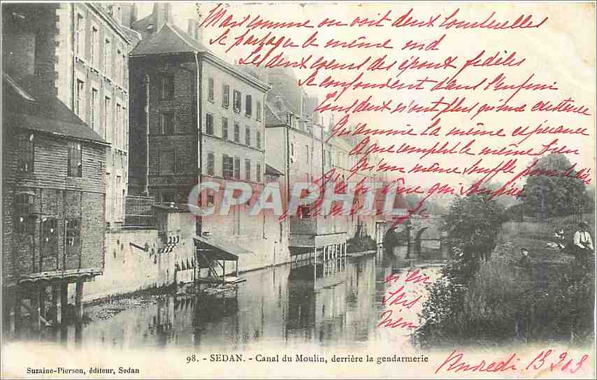 CPA Sedan Canal du Moulin derriere la gendarmarie 