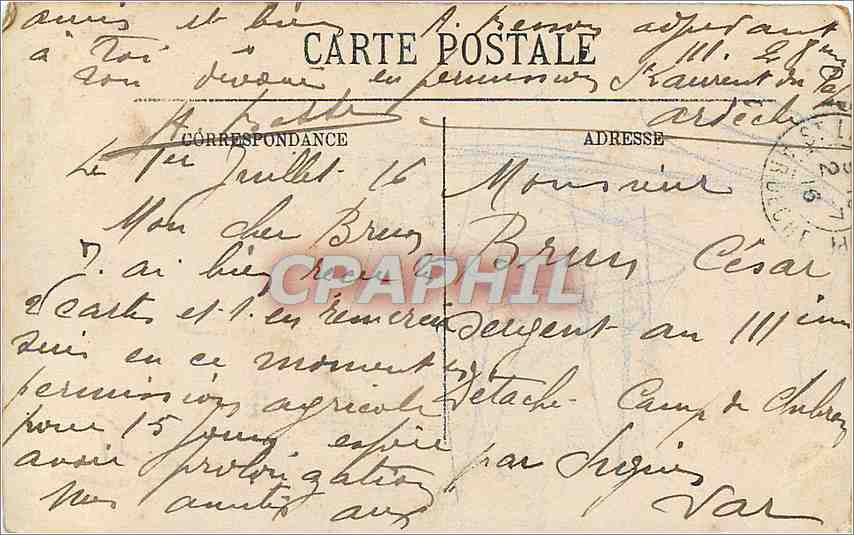 CPA Marseille La Cannebiere Tramway — Rückseite
