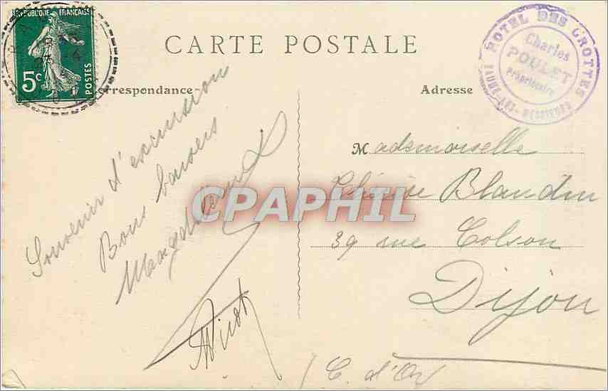 CPA Grottes de Baume les Messieurs Jura Le Diapason  — Rückseite
