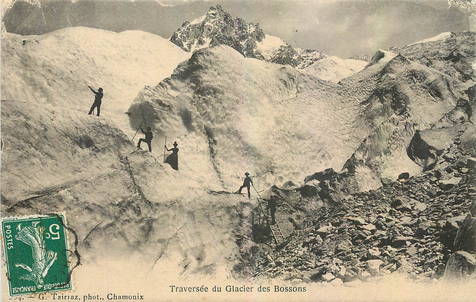 CPA Traversee du Glacuier des Bossons Chamonix Alpinisme
