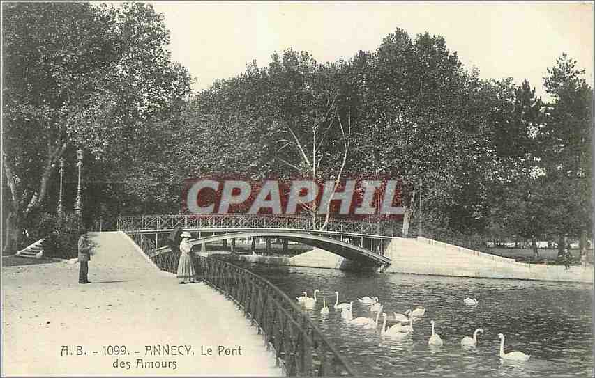 CPA Annecy Le Pont des Amours Cygnes
