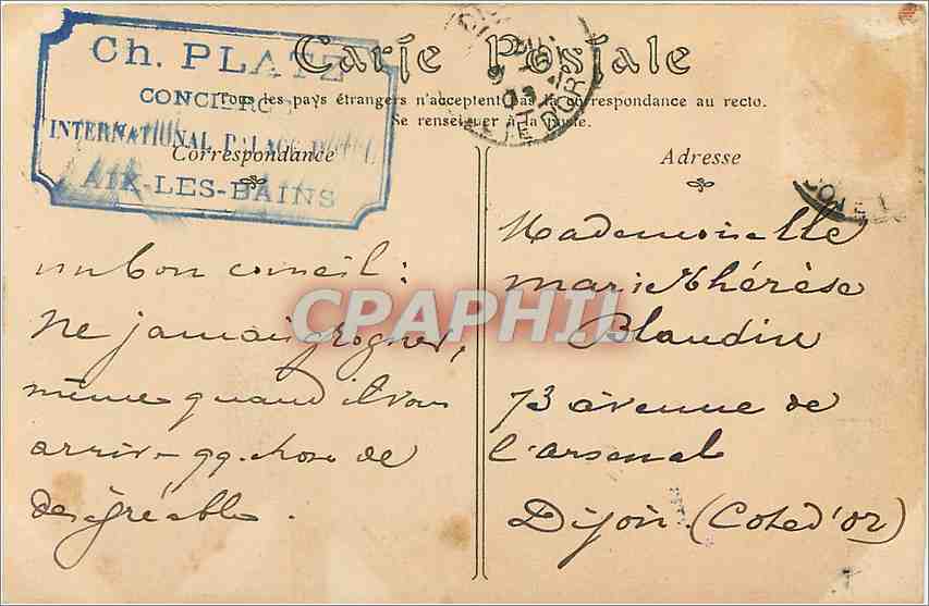 CPA Aix les Bains L'Arc de Campanus  — Rückseite