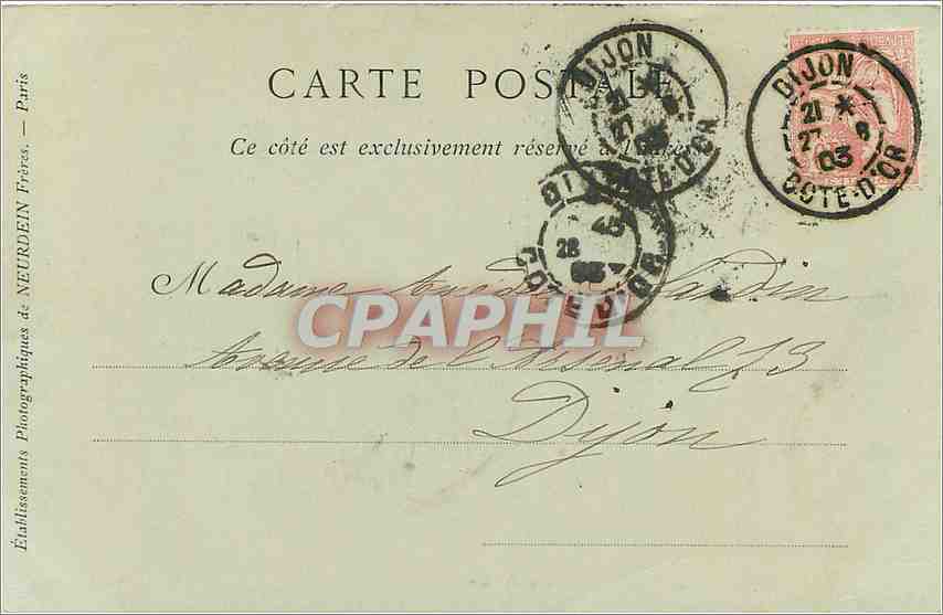 CPA Dijon L'Escalier et la Tour de Bar  — Rückseite